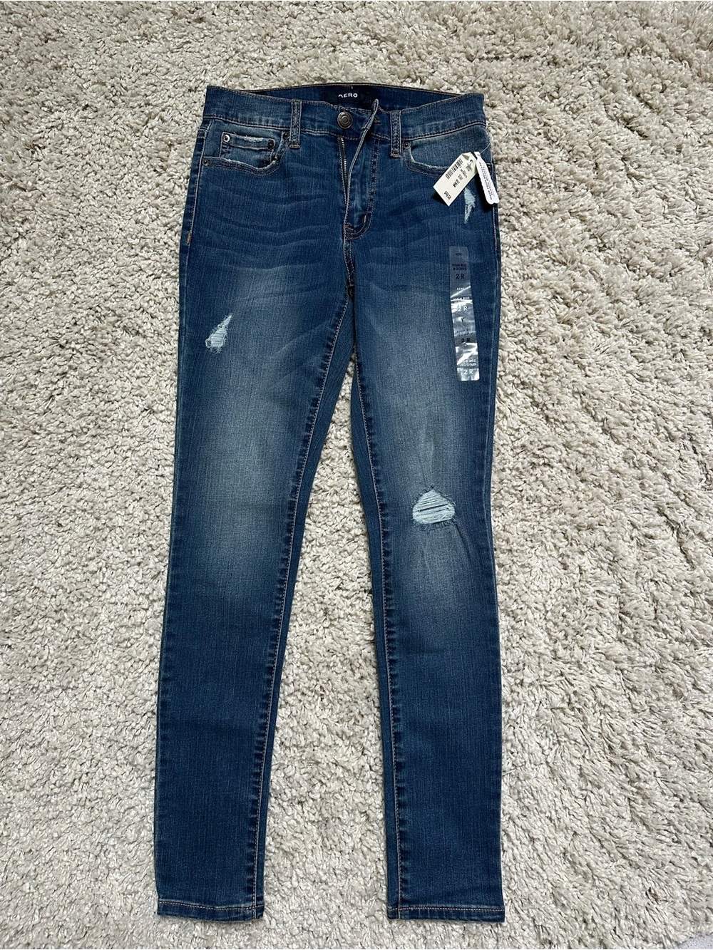 Aeropostale Dark Blue Distressed Skinny Jeans